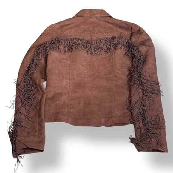 Vintage Panhandle Slim Faux Suede Leather Fringe Jacket Western Cowgirl Small - Picture 4 of 10